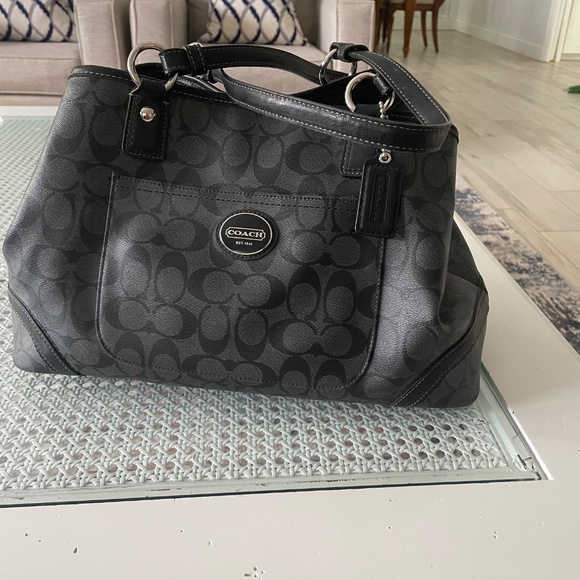 Coach Black and Gray Signature Tote - Picture 3 of 3